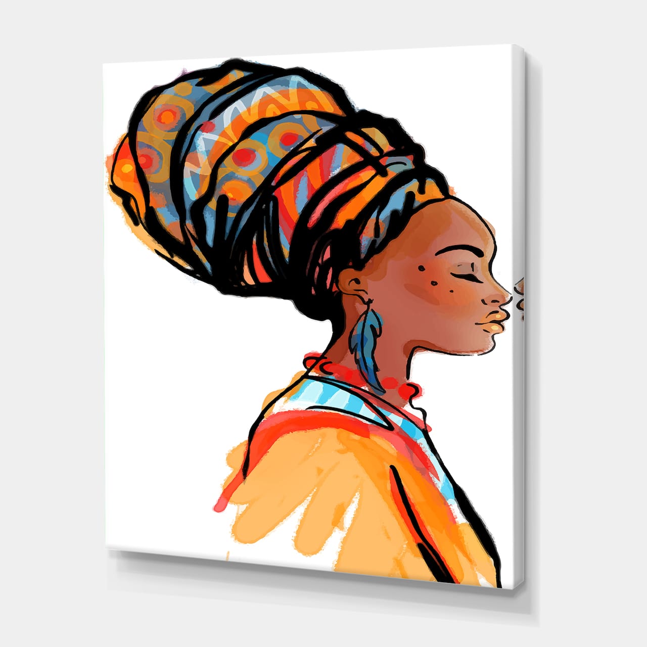 Designart - African American Woman with Turban I - Modern Canvas Wall Art Print